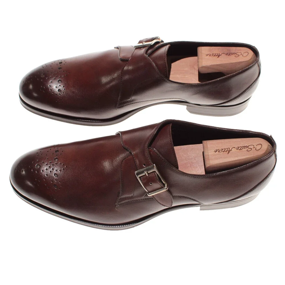 Pastori NWB Single Monk Strap Dress Shoes Size 8 US in Whiskey Brown Leather